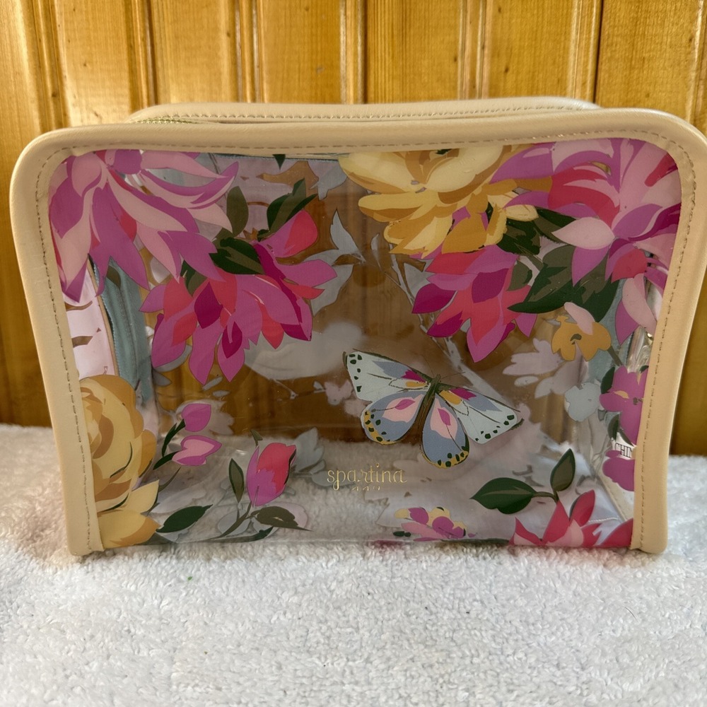 Spartina 449 Travel Babbie's Store Cosmetic Case Clear Floral Butterfly